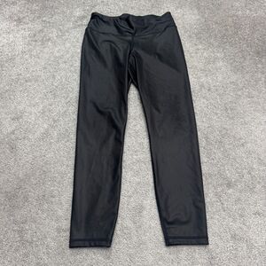 Gap Fit Recycled Power Full Leg Faux Leather Leggings Womens Medium Black 28x26